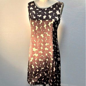 BROWN POLKA DOT, SHEATH DRESS,  SILK CHARMEUSE w/optional belt